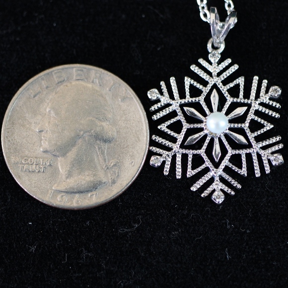 Pearl Moissanite Diamond Pendant Necklace Chain - Picture 6 of 8